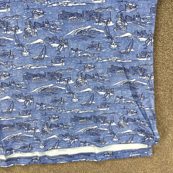 Peter Millar Summer Comfort Crown Sport Polo Shirt Men's Medium Blue print $110 - Picture 6 of 16